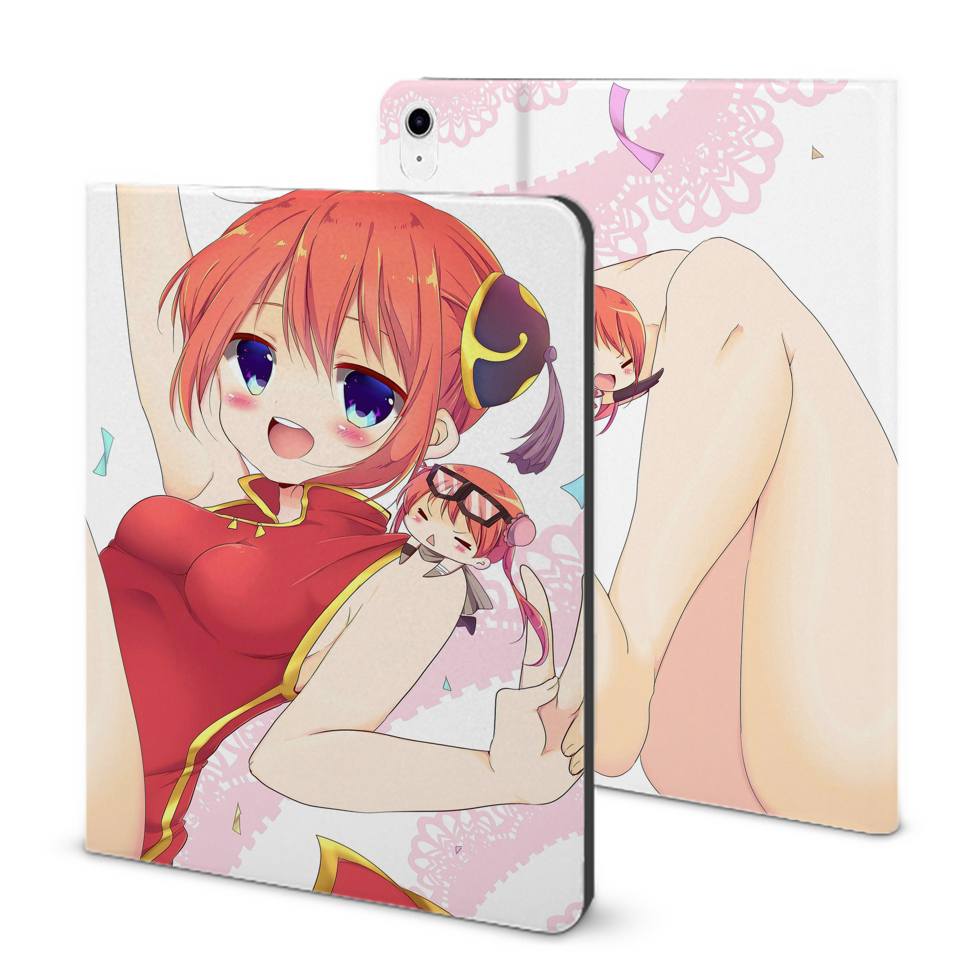 （画像用） ぎんたま 坂田銀時（さかたぎんとき） 神楽 志村新八（しむら しんぱち） GINTAMA Sakata Gintoki Kagura Shimura Shinpachi IPad ケース ブック型 PUレザー TPU 耐衝撃 軽量 薄型 ペン収納なし 全面保護 IPad 各モデル対応